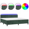 Image de vidaXL Lit boxspring avec matelas & LED vert foncé 200x200 cm velours