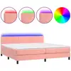 Image de vidaXL Lit boxspring avec matelas & LED rose 200x200 cm velours