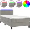 Image de vidaXL Lit boxspring avec matelas & LED gris clair 80x200 cm velours