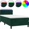 Image de vidaXL Lit boxspring avec matelas & LED vert foncé 80x200 cm velours