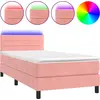 Image de vidaXL Lit boxspring avec matelas & LED rose 80x200 cm velours