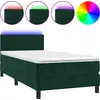 Image de vidaXL Lit boxspring avec matelas & LED vert foncé 100x200 cm velours