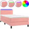 Image de vidaXL Lit boxspring avec matelas & LED rose 100x200 cm velours