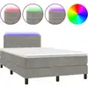 Image de vidaXL Lit boxspring avec matelas & LED gris clair 120x200 cm velours