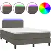 Image de vidaXL Lit boxspring avec matelas & LED gris foncé 120x200 cm velours