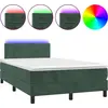 Image de vidaXL Lit boxspring avec matelas & LED vert foncé 120x200 cm velours