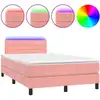 Image de vidaXL Lit boxspring avec matelas & LED rose 120x200 cm velours