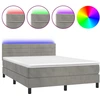 Image de vidaXL Lit boxspring avec matelas & LED gris clair 140x190 cm velours