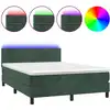 Image de vidaXL Lit boxspring avec matelas & LED vert foncé 140x200 cm velours
