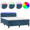 Image de vidaXL Lit boxspring avec matelas & LED bleu foncé 140x200 cm velours