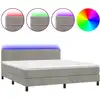 Image de vidaXL Lit boxspring avec matelas & LED gris clair 160x200 cm velours