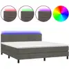 Image de vidaXL Lit boxspring avec matelas & LED gris foncé 160x200 cm velours