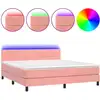 Image de vidaXL Sommier tapissier avec matelas et LED Rose 160x200 cm Velours