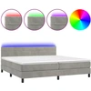 Image de vidaXL Lit boxspring avec matelas & LED gris clair 200x200 cm velours