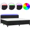 Image de vidaXL Lit boxspring avec matelas & LED noir 200x200 cm velours