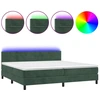 Image de vidaXL Lit boxspring avec matelas & LED vert foncé 200x200 cm velours