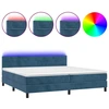 Image de vidaXL Lit boxspring avec matelas & LED bleu foncé 200x200 cm velours