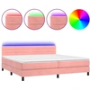 Image de vidaXL Lit boxspring avec matelas & LED rose 200x200 cm velours