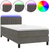 Image de vidaXL Lit boxspring avec matelas & LED gris foncé 90x190 cm velours