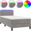 Image de vidaXL Lit boxspring avec matelas & LED gris clair 90x200 cm velours
