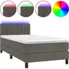 Image de vidaXL Lit boxspring avec matelas & LED gris foncé 90x200 cm velours