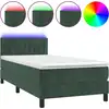 Image de vidaXL Lit boxspring avec matelas & LED vert foncé 100x200 cm velours
