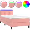 Image de vidaXL Lit boxspring avec matelas & LED rose 100x200 cm velours