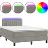 Image de vidaXL Lit boxspring avec matelas & LED gris clair 120x200 cm velours