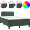 Image de vidaXL Lit boxspring avec matelas & LED vert foncé 120x200 cm velours