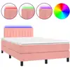 Image de vidaXL Lit boxspring avec matelas & LED rose 120x200 cm velours