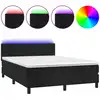 Image de vidaXL Lit boxspring avec matelas & LED noir 140x190 cm velours