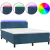 Image de vidaXL Lit boxspring avec matelas & LED bleu foncé 140x190 cm velours