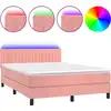 Image de vidaXL Sommier tapissier avec matelas et LED Rose 140x190 cm Velours