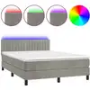 Image de vidaXL Lit boxspring avec matelas & LED gris clair 140x200 cm velours