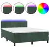 Image de vidaXL Lit boxspring avec matelas & LED vert foncé 140x200 cm velours