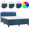 Image de vidaXL Lit boxspring avec matelas & LED bleu foncé 140x200 cm velours