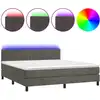 Image de vidaXL Lit boxspring avec matelas & LED gris foncé 160x200 cm velours