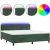 Image de vidaXL Lit boxspring avec matelas & LED vert foncé 160x200 cm velours