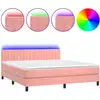 Image de vidaXL Sommier tapissier avec matelas et LED Rose 160x200 cm Velours