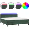 Image de vidaXL Lit boxspring avec matelas & LED vert foncé 180x200 cm velours