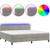 Image de vidaXL Lit boxspring avec matelas & LED gris clair 200x200 cm velours