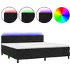 Image de vidaXL Lit boxspring avec matelas & LED noir 200x200 cm velours