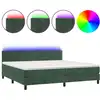 Image de vidaXL Lit boxspring avec matelas & LED vert foncé 200x200 cm velours