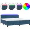 Image de vidaXL Lit boxspring avec matelas & LED bleu foncé 200x200 cm velours