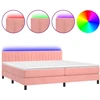 Image de vidaXL Lit boxspring avec matelas & LED rose 200x200 cm velours