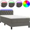 Image de vidaXL Lit boxspring avec matelas & LED gris foncé 80x200 cm velours