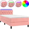 Image de vidaXL Lit boxspring avec matelas & LED rose 80x200 cm velours
