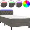 Image de vidaXL Lit boxspring avec matelas & LED gris foncé 90x200 cm velours
