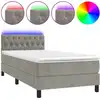 Image de vidaXL Lit boxspring avec matelas & LED gris clair 100x200 cm velours