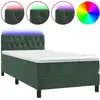 Image de vidaXL Lit boxspring avec matelas & LED vert foncé 100x200 cm velours